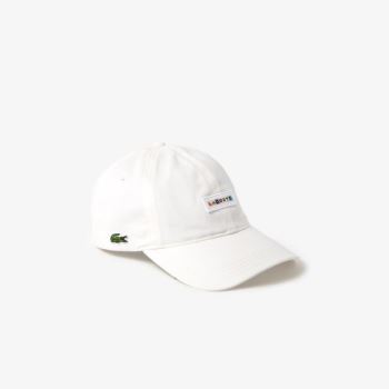 Lacoste Multicolor-Logo Cotton Cap - Čepice Pánské Bílé | CZ-lT5gol